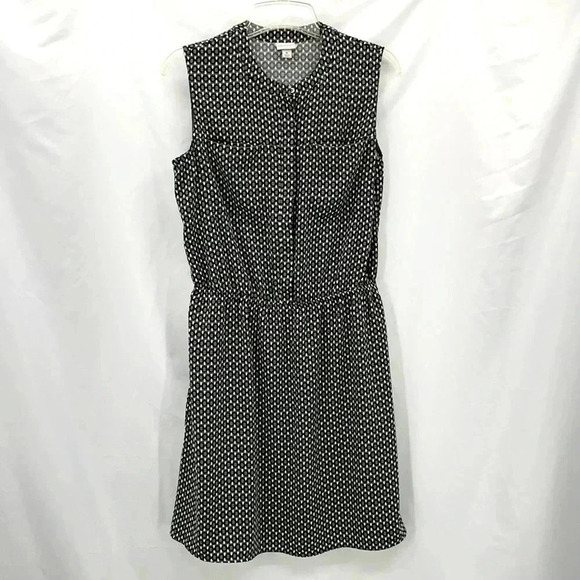Merona Sleeveless Geometric Dress Medium Green Black White Elastic Waist EUC - Picture 1 of 11
